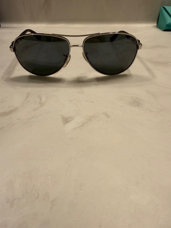 Ray-Ban Silver Frame Sunglasses with Dark Green Lenses main image 4